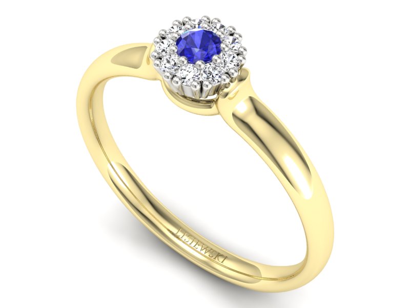 Pierścionek z szafirem i diamentami żółte złoto - P15249zszc — zdjęcie 3