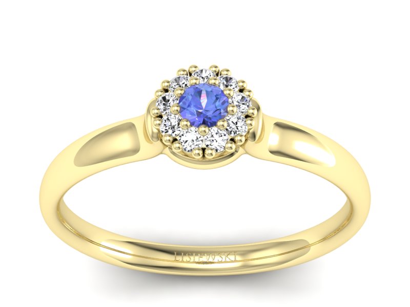 Pierścionek zaręczynowy z tanzanitem i diamentami - P15249zt