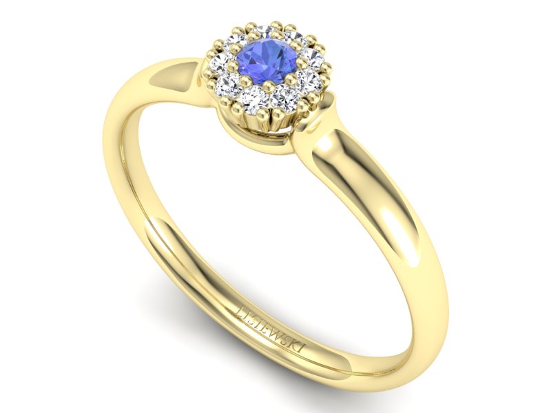 Pierścionek zaręczynowy z tanzanitem i diamentami - P15249zt — zdjęcie 3