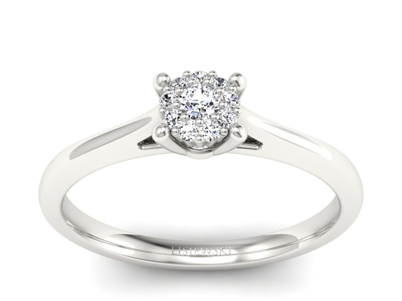 Złoty pierścionek z brylantami białe złoto - P15250b