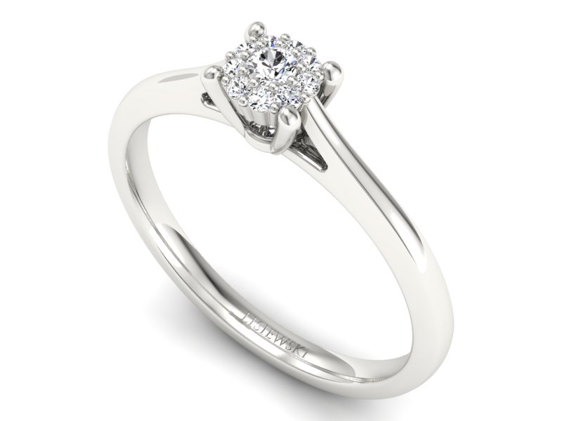 Złoty pierścionek z brylantami białe złoto - P15250b — zdjęcie 3