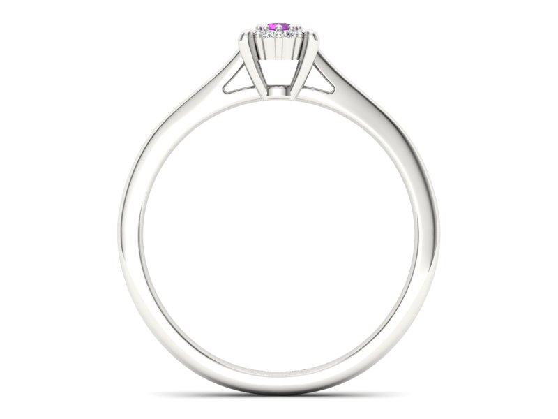 Złoty pierścionek z ametystem i brylantami - P15250bat — zdjęcie 2