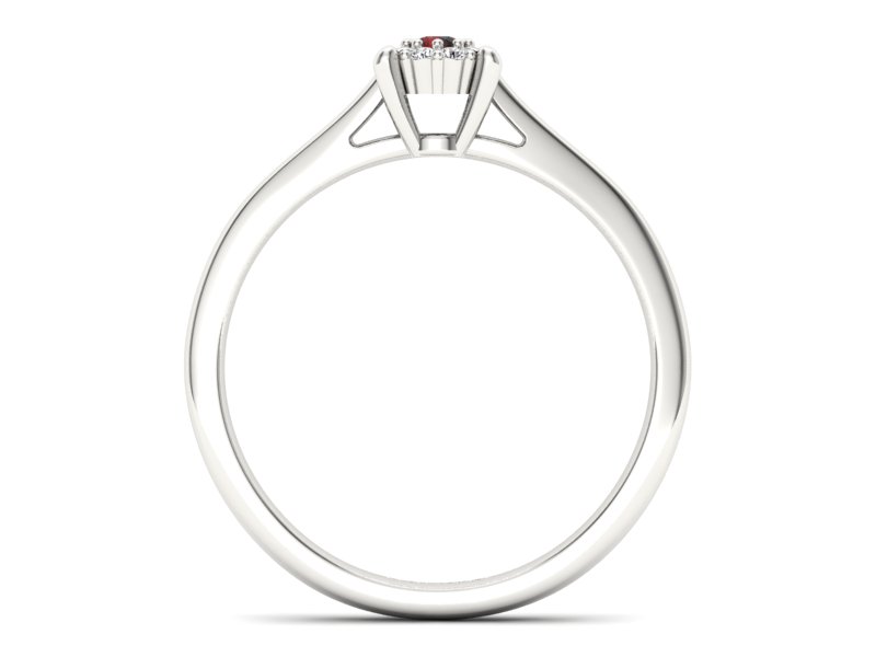 Pierścionek z granatem i brylantami białe złoto - P15250bgr — zdjęcie 2