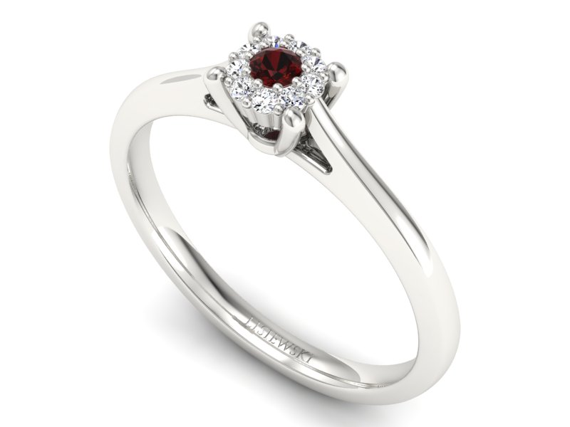 Pierścionek z granatem i brylantami białe złoto - P15250bgr — zdjęcie 3