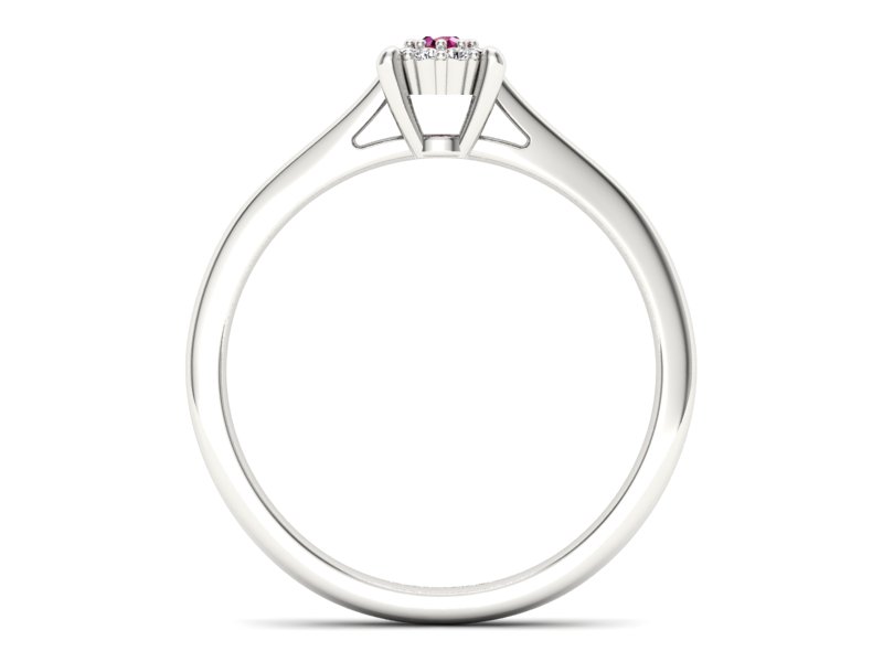 Pierścionek z rubinem i brylantami białe złoto - P15250br — zdjęcie 2