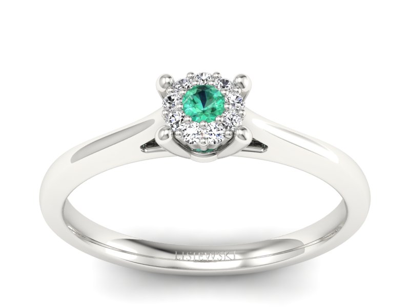 Złoty pierścionek ze szmaragdem i brylantami - P15250bsm