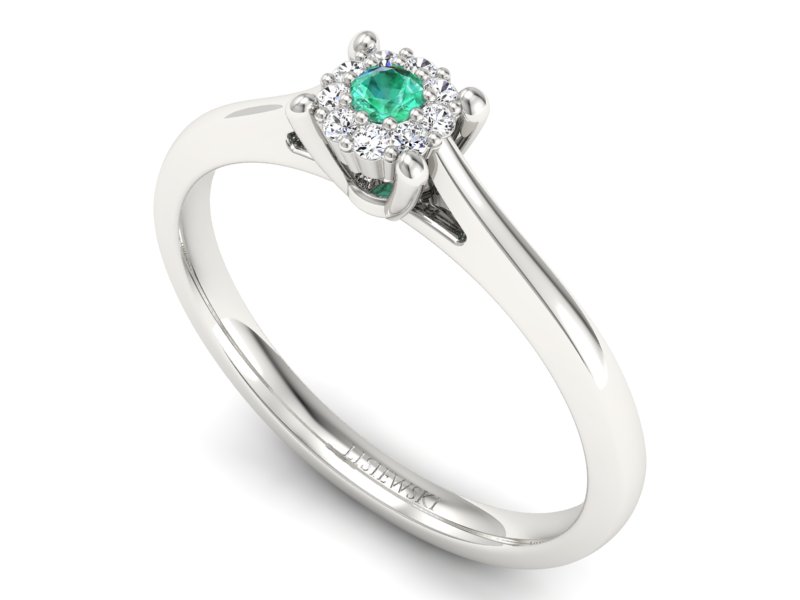 Złoty pierścionek ze szmaragdem i brylantami - P15250bsm — zdjęcie 3