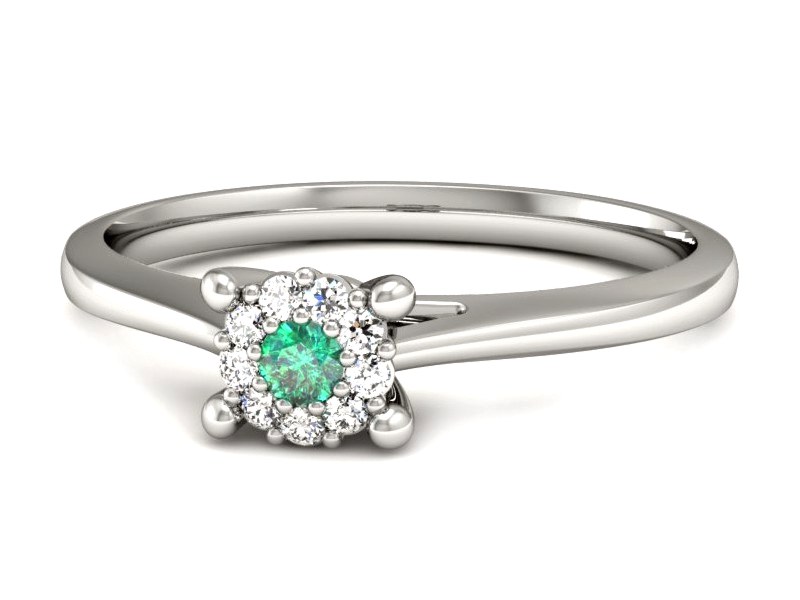 Złoty pierścionek ze szmaragdem i brylantami - P15250bsm — zdjęcie 5