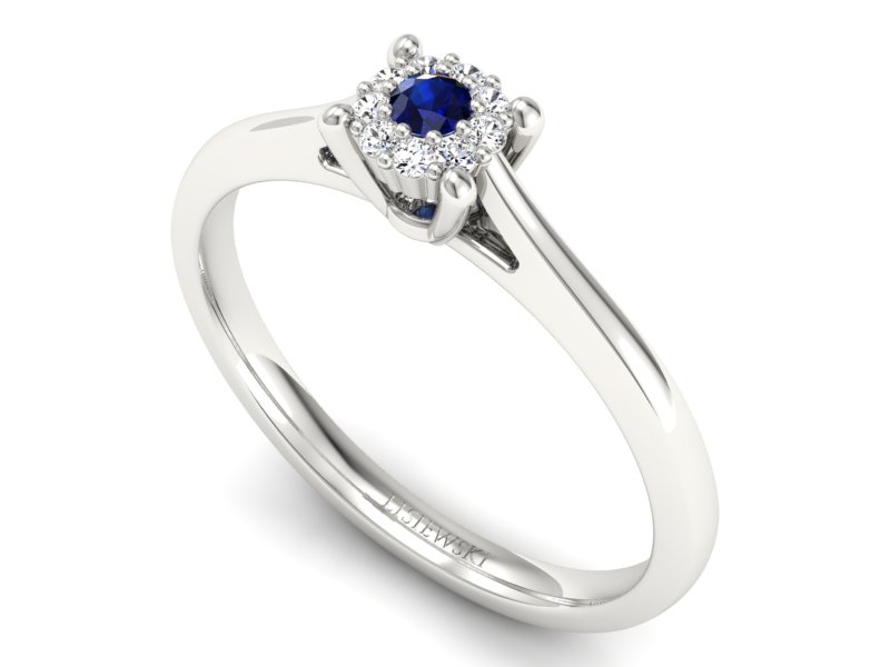 Złoty pierścionek z szafirem i brylantami - P15250bsz — zdjęcie 3