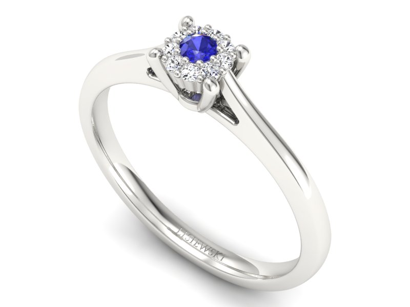 Pierścionek z szafirem i brylantami białe złoto - P15250bszc — zdjęcie 3
