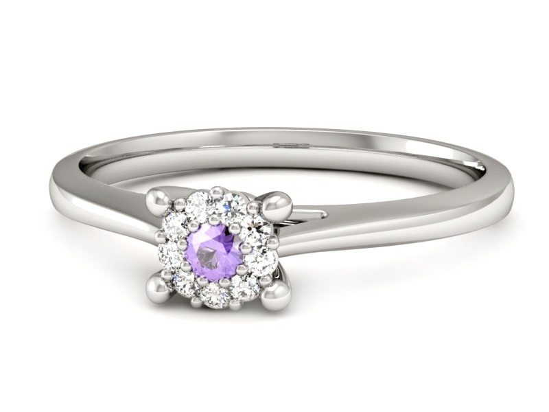 Pierścionek z tanzanitem i brylantami białe złoto - P15250bt — zdjęcie 5