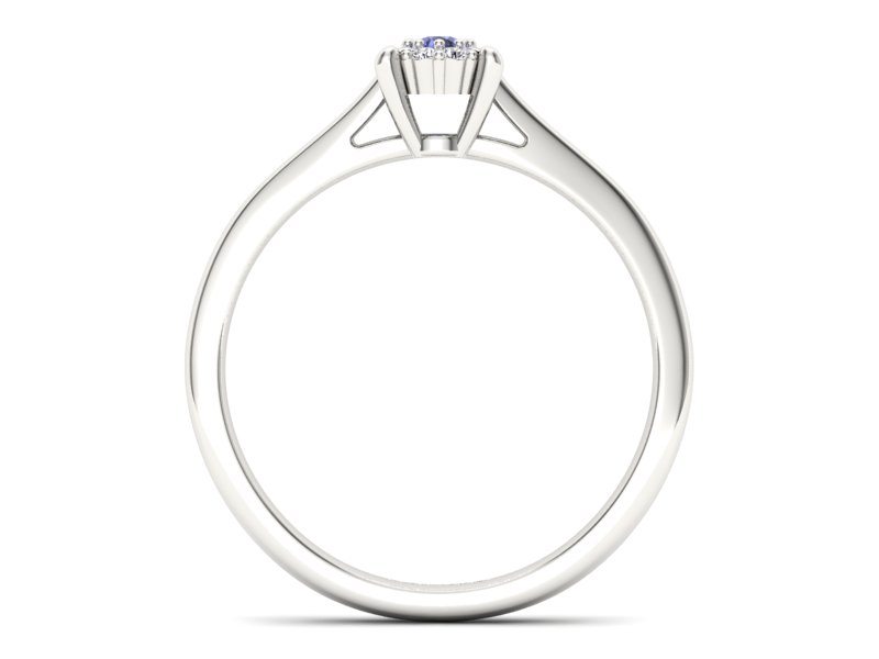 Pierścionek z tanzanitem i brylantami białe złoto - P15250bt — zdjęcie 2