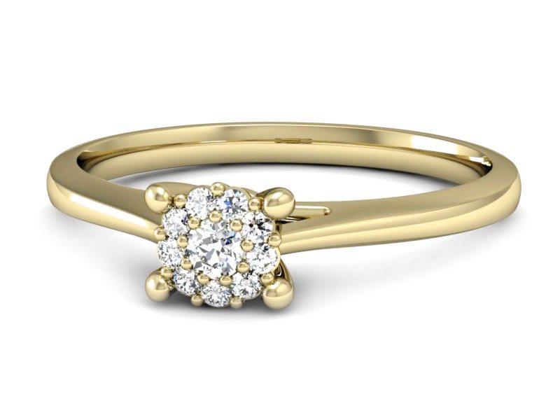 Złoty pierścionek z brylantami żółte złoto - P15250z — zdjęcie 5