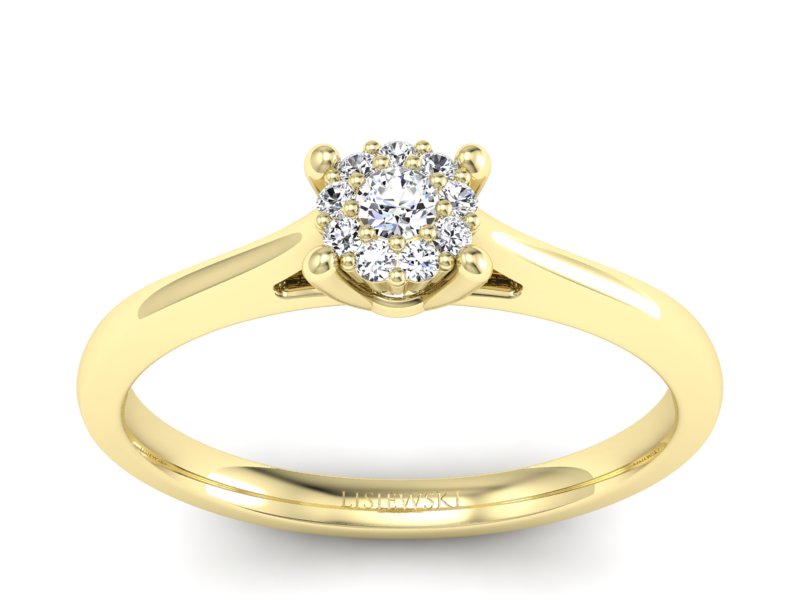 Złoty pierścionek z brylantami żółte złoto - P15250z