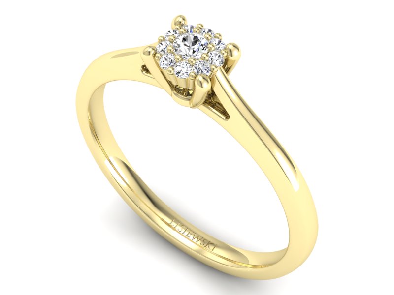 Złoty pierścionek z brylantami żółte złoto - P15250z — zdjęcie 3