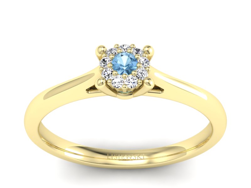 Pierścionek z topazem i brylantami żółte złoto - P15250za