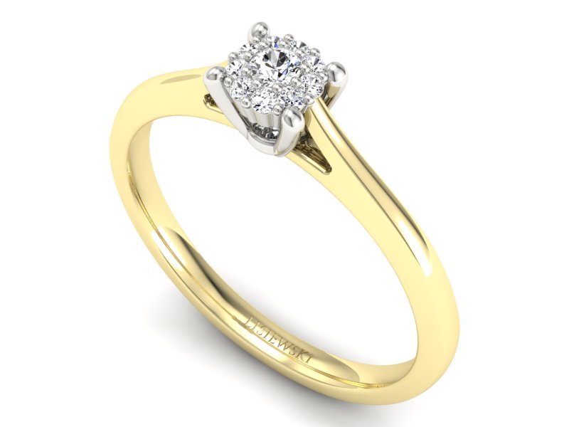 Pierścionek z diamentami żółte i białe złoto - P15250zb — zdjęcie 3