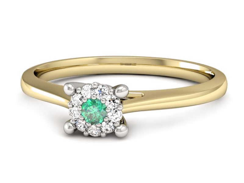 Złoty pierścionek ze szmaragdem i diamentami - P15250zbsm — zdjęcie 5