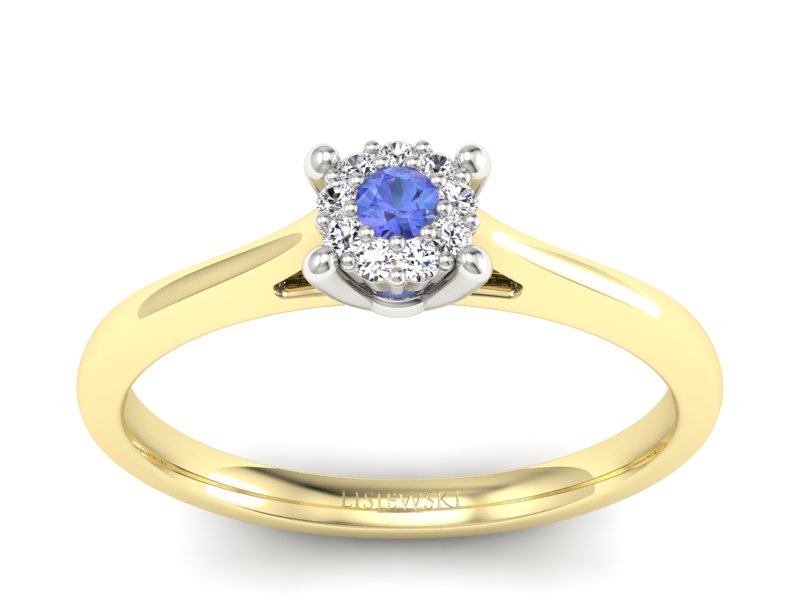 Złoty pierścionek z tanzanitem i brylantami - P15250zbt