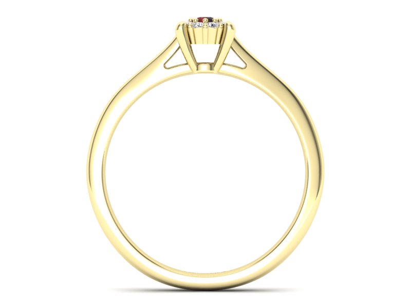 Złoty pierścionek z granatem z żółtego złota - P15250zgr — zdjęcie 2