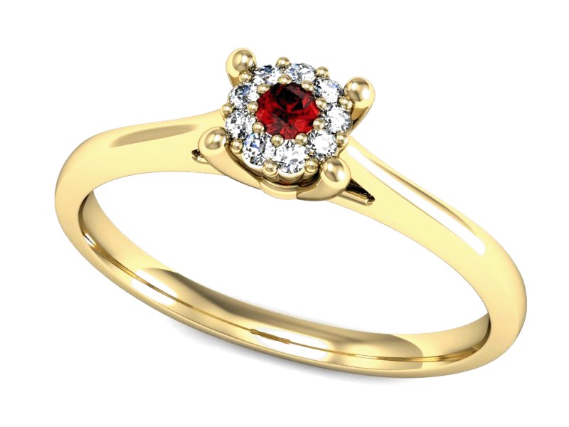 Złoty pierścionek z granatem z żółtego złota - P15250zgr — zdjęcie 4