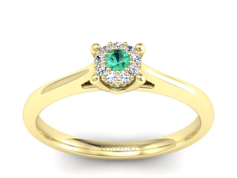 Złoty pierścionek ze szmaragdem i diamentem - P15250zsm