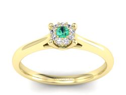 Złoty pierścionek ze szmaragdem i diamentem - P15250zsm