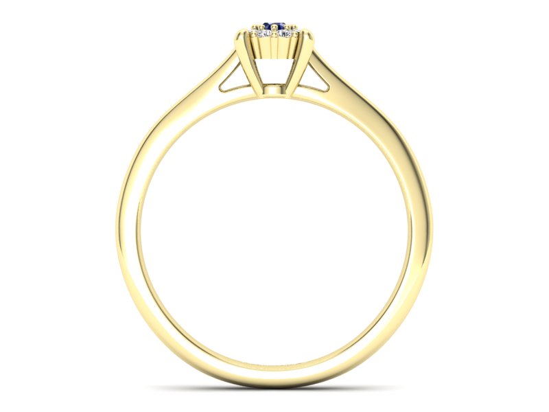 Pierścionek z szafirem i brylantami żółte złoto - P15250zsz — zdjęcie 2