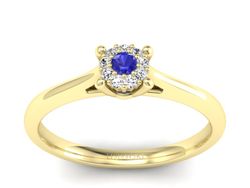Złoty pierścionek z szafirem i diamentami - P15250zszc