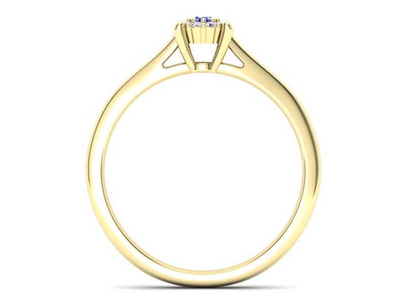 Złoty pierścionek z szafirem i diamentami - P15250zszc — zdjęcie 2