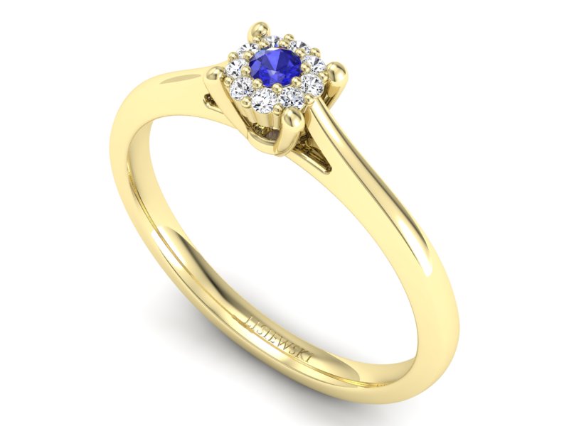 Złoty pierścionek z szafirem i diamentami - P15250zszc — zdjęcie 3