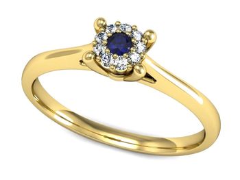 Złoty pierścionek z szafirem i diamentami złoto - P15250zszc - 1