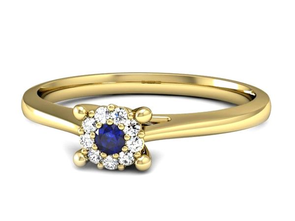 Złoty pierścionek z szafirem i diamentami złoto - P15250zszc