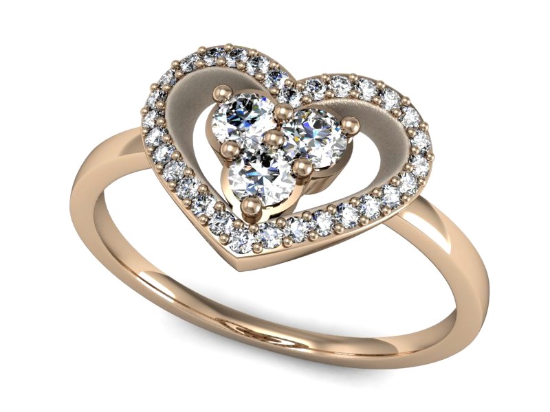 Złoty pierścionek z brylantami różowe złoto - P15251c — zdjęcie 3