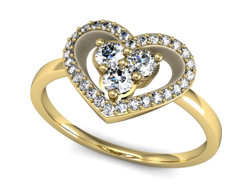 Złoty pierścionek z brylantami żółte złoto - P15251z — zdjęcie 3