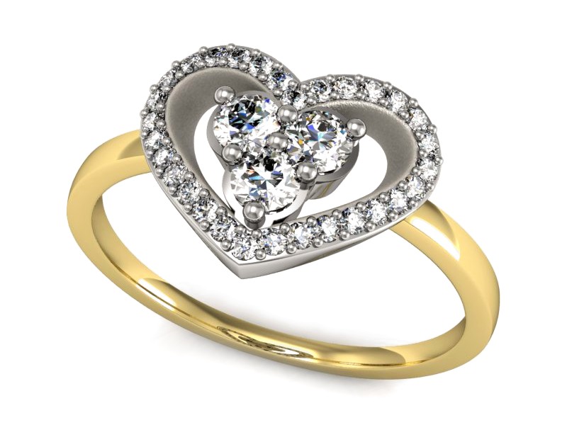 Pierścionek z diamentami żółte i białe złoto - P15251zb — zdjęcie 3