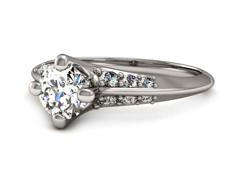 Złoty pierścionek z brylantami białe złoto - P15253bV — zdjęcie 3