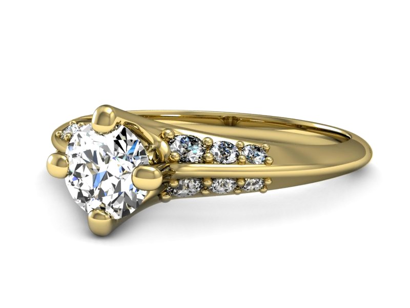 Złoty pierścionek z brylantami żółte złoto - P15253z — zdjęcie 3