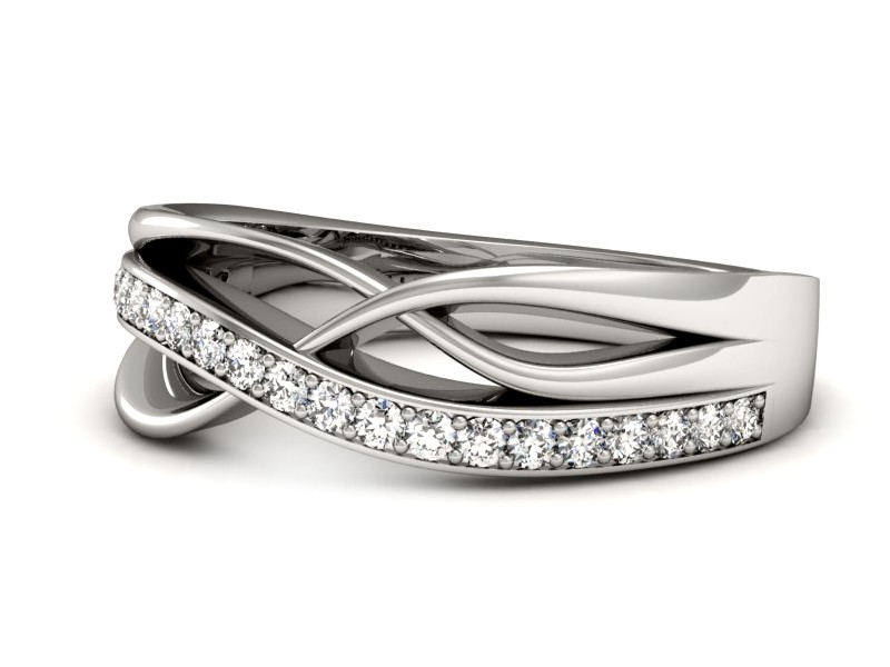 Złoty pierścionek z brylantami białe złoto - P15254b — zdjęcie 2