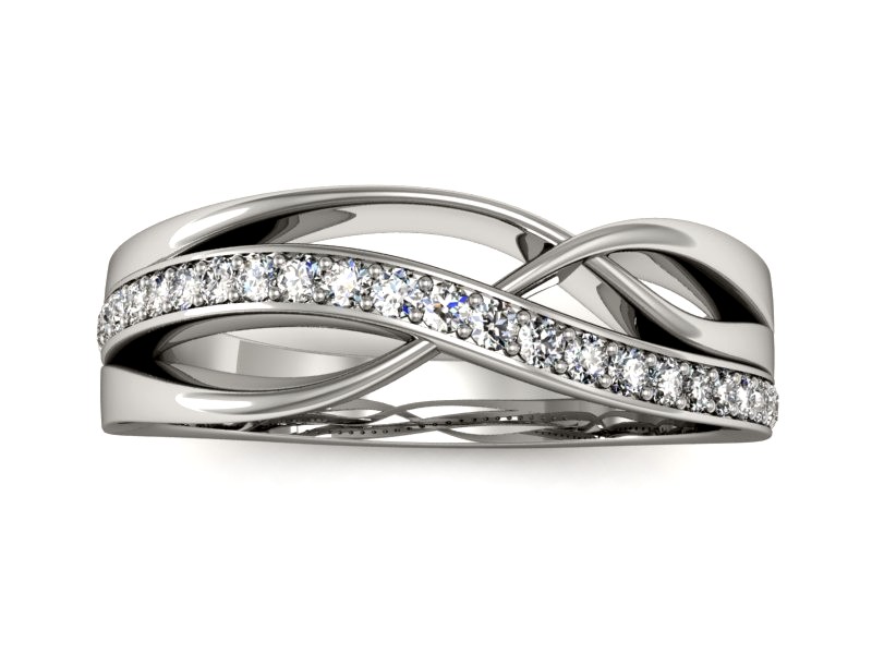 Złoty pierścionek z brylantami białe złoto - P15254b — zdjęcie 3