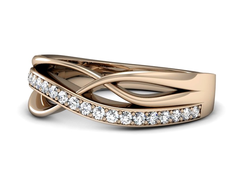 Złoty pierścionek z brylantami różowe złoto - P15254c — zdjęcie 2