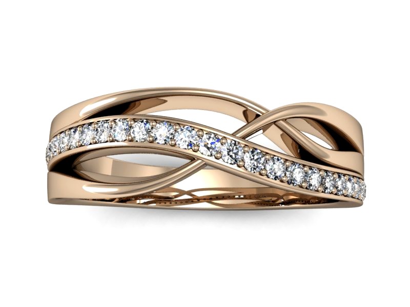 Złoty pierścionek z brylantami różowe złoto - P15254c — zdjęcie 3