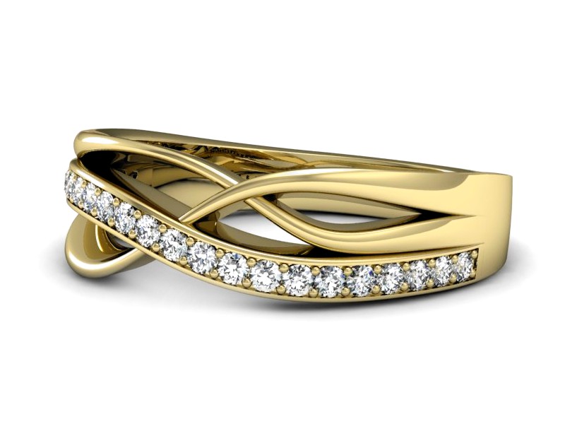 Złoty pierścionek z brylantami żółte złoto - P15254z — zdjęcie 2