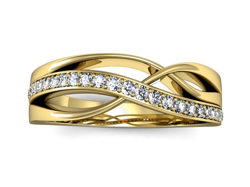 Złoty pierścionek z brylantami żółte złoto - P15254z — zdjęcie 3