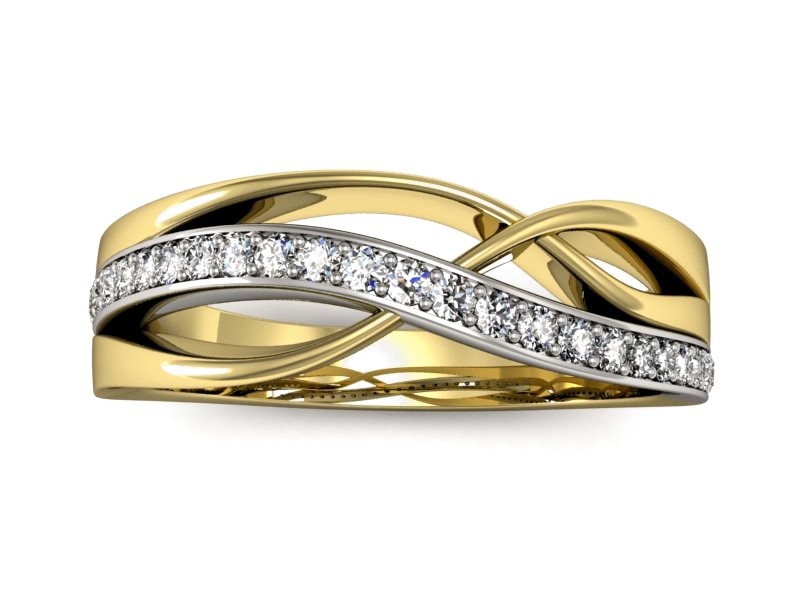 Pierścionek z diamentami żółte i białe złoto - P15254zb — zdjęcie 3