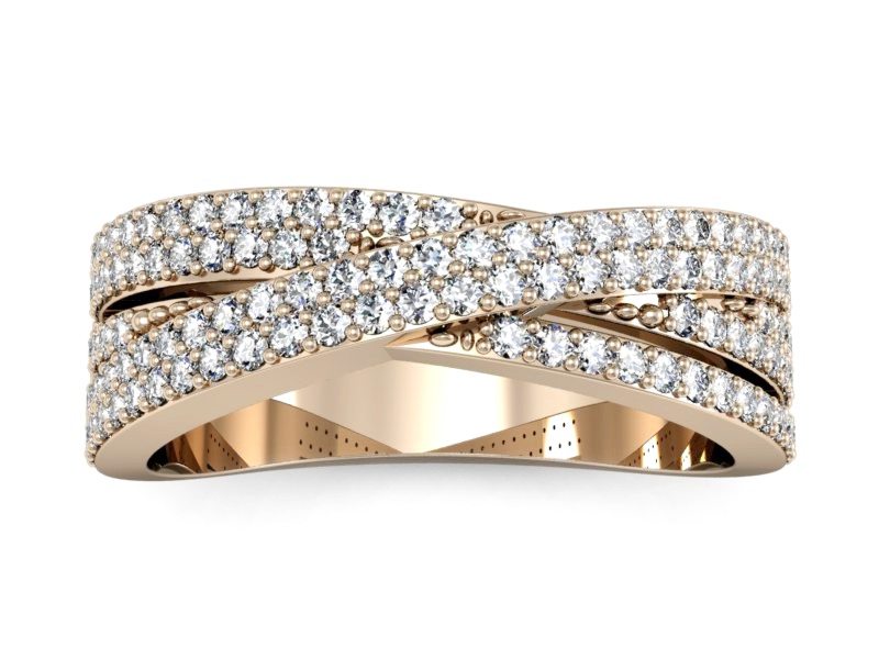 Złoty pierścionek z brylantami różowe złoto - P15255c — zdjęcie 3