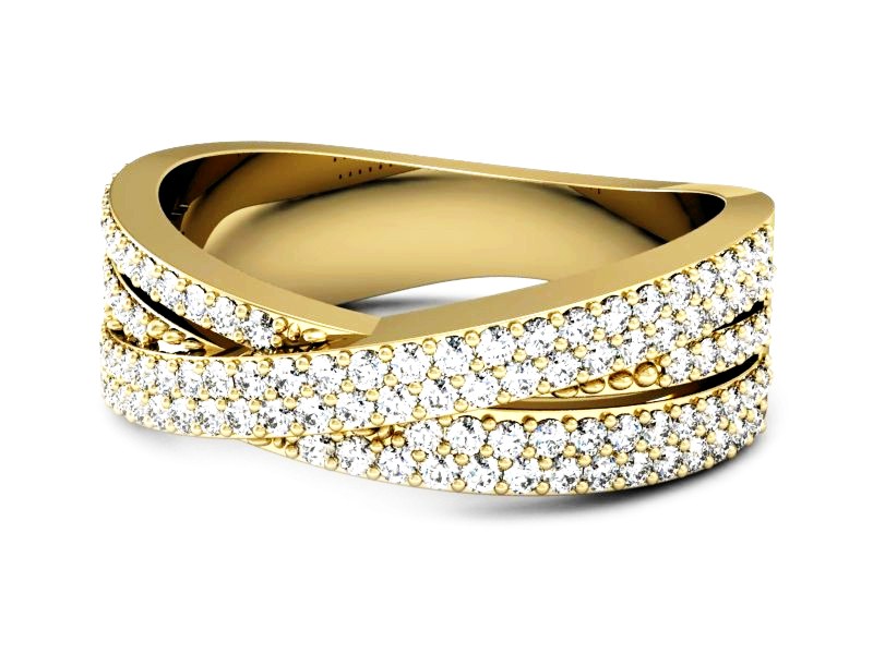 Złoty pierścionek z brylantami żółte złoto - P15255z — zdjęcie 3