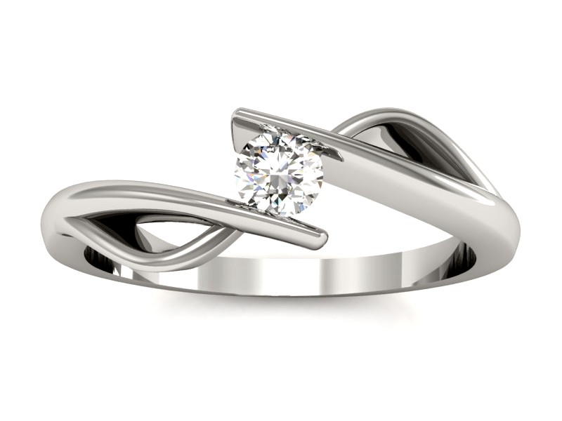 Złoty pierścionek z brylantem białe złoto - P15256b — zdjęcie 3