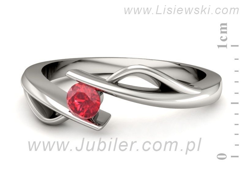 Złoty pierścionek z rubinem białe złoto - P15256br1 — zdjęcie 2