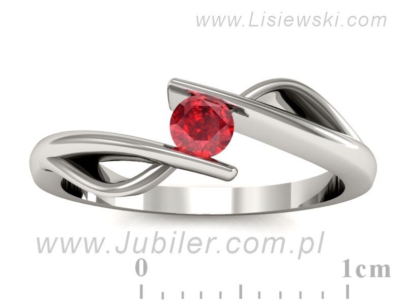 Złoty pierścionek z rubinem białe złoto - P15256br1 — zdjęcie 3